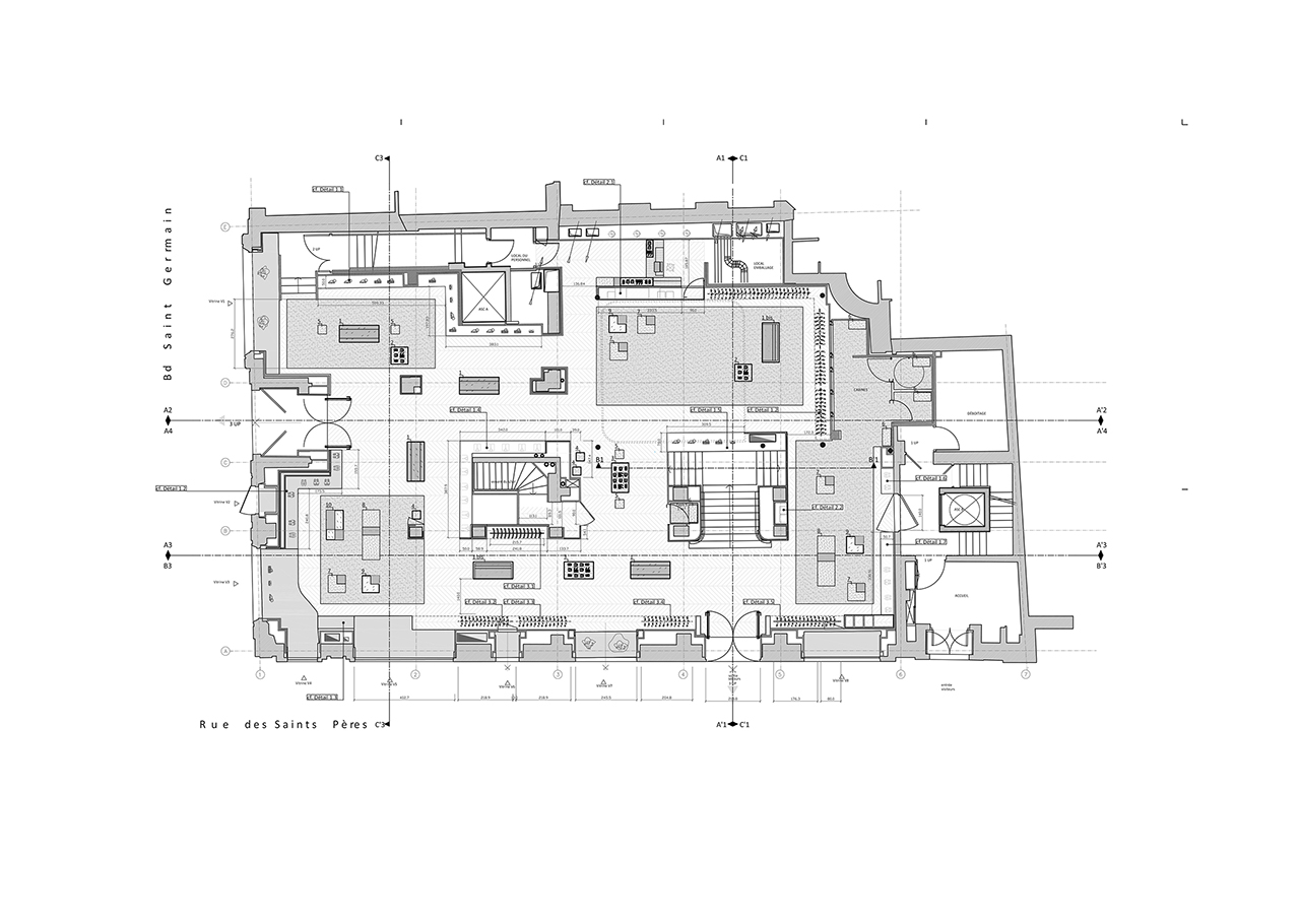 Dessinateur plans d'execution pour Atelier UTO (Tous droits réservés) - boutique Sonia Rykiel 500m2 - Saint Germain des prés - Paris FR - Crédits photo Jules Rodet